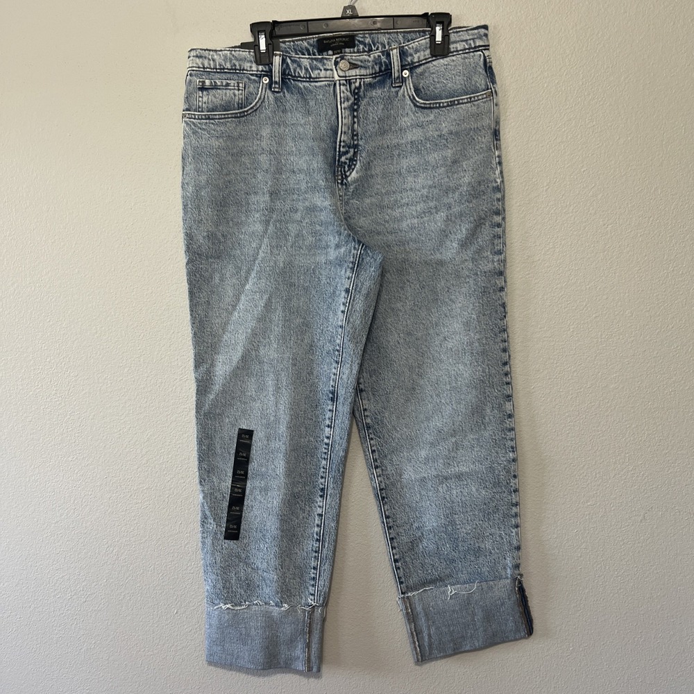 Banana Republic Jeans Womens 31/12 Fits 34 Slouch Cuff Medium Denim‎ Cuffed Hem